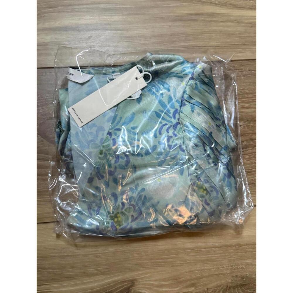 NWT! Rebecca Taylor Astera Fleur Pleated Puff-Sleeve Blouse Size XS - Picture 2 of 4
